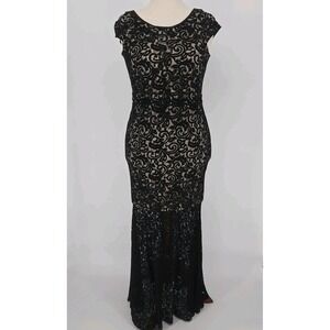 Rue de la Paix Black Lace‎ Mermaid Gown Open Back Formal Dress Size 12 Wedding
